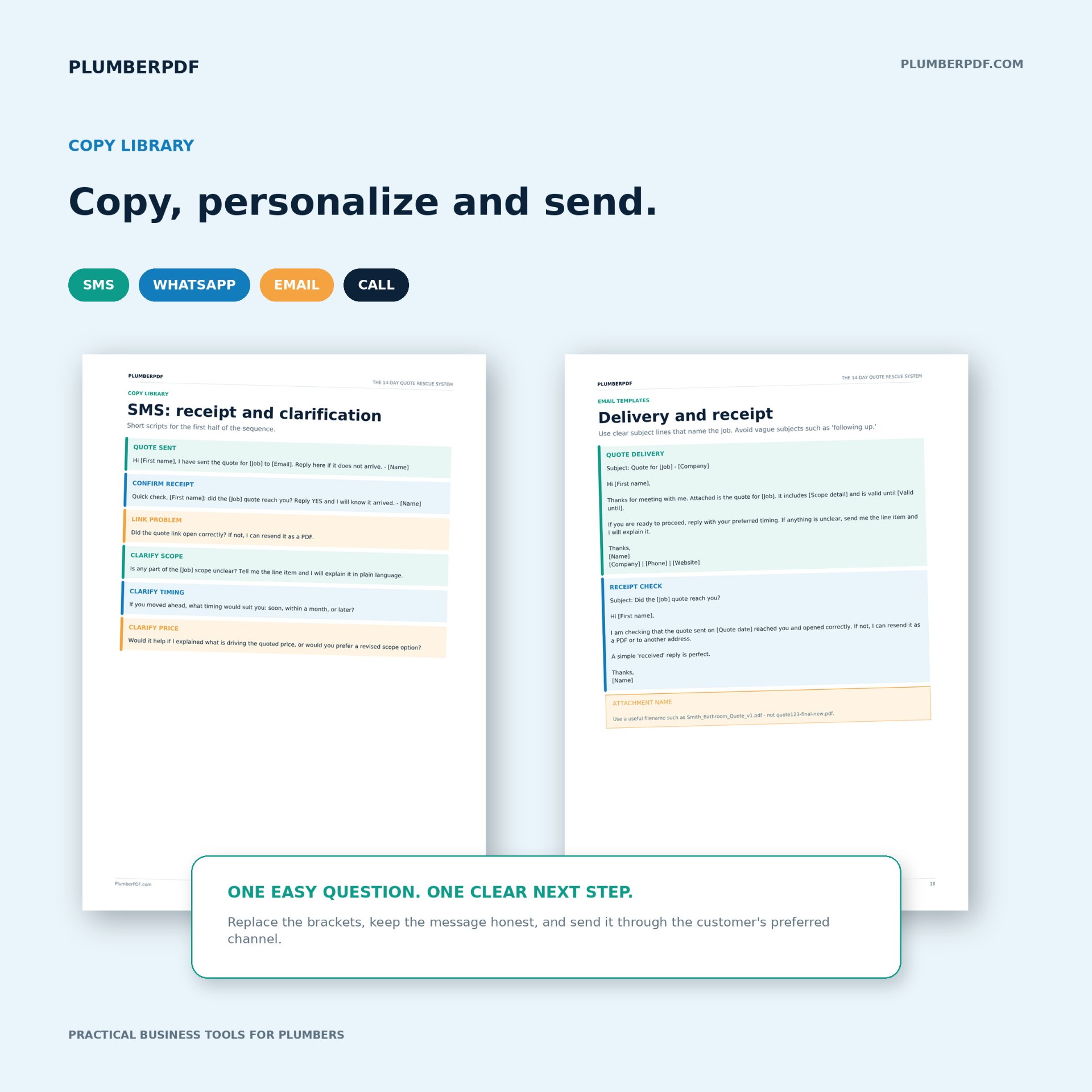 SMS, WhatsApp, email and call script library