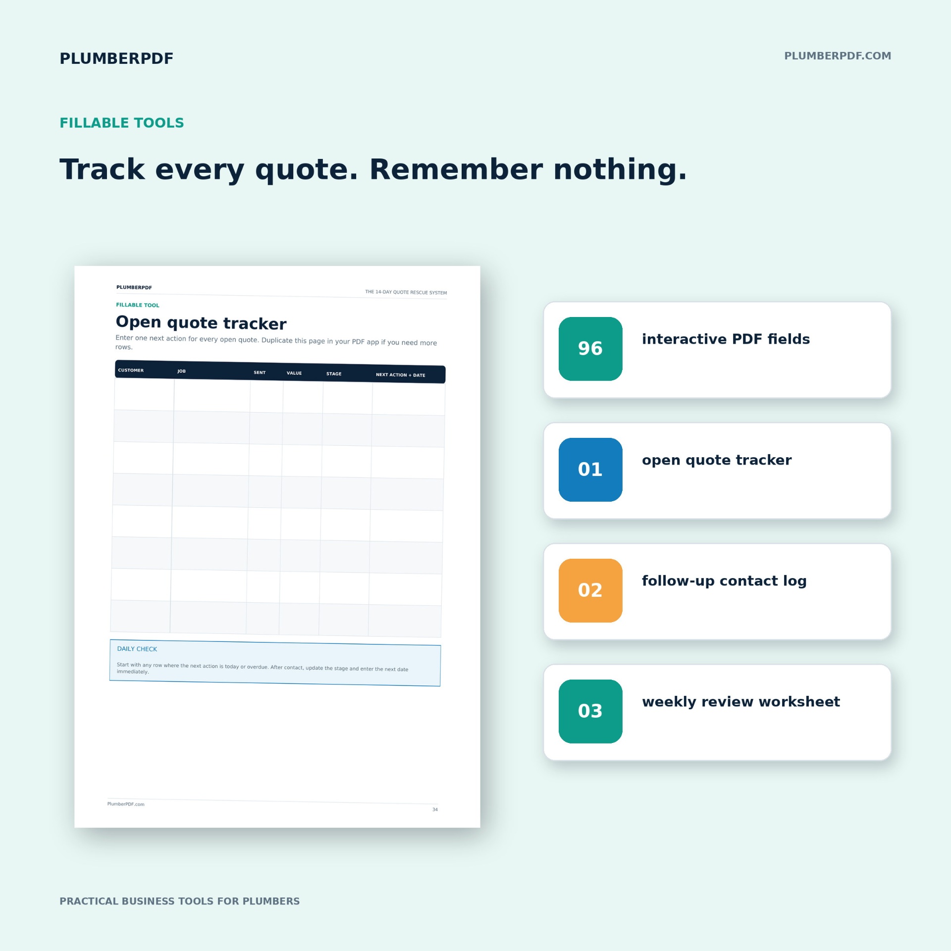 Fillable open quote tracker